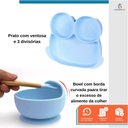 Ver imagem 3 de Kit Introdução Alimentar Bebê Treinamento Prato Talher 10 Peças Azul