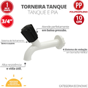 Ver imagem 2 de 12 Unidades Torneira para Tanque Multiuso Tam. 10cm Bitola 1/2'' e 3/4'' Cor Branco e Preto Durín