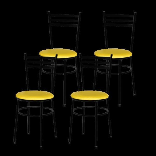 Kit 4 Cadeiras Epoxi Preta para Cozinha: Amarelo - 1