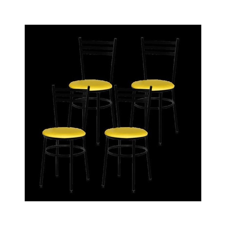 Kit 4 Cadeiras Epoxi Preta para Cozinha: Amarelo
