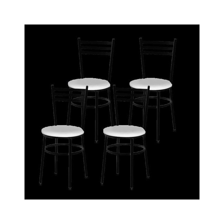 Kit 4 Cadeiras Epoxi Preta para Cozinha: Branco