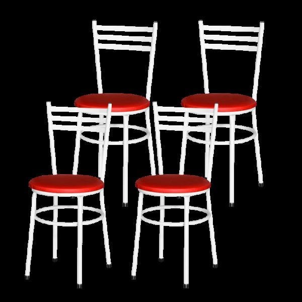 Kit 4 Cadeiras Epoxi Branca para Cozinha: Vermelho