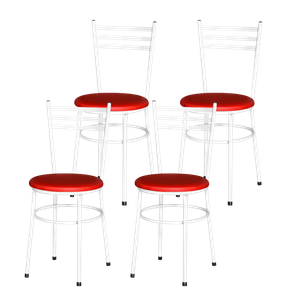 Kit 4 Cadeiras Epoxi Branca para Cozinha: Vermelho