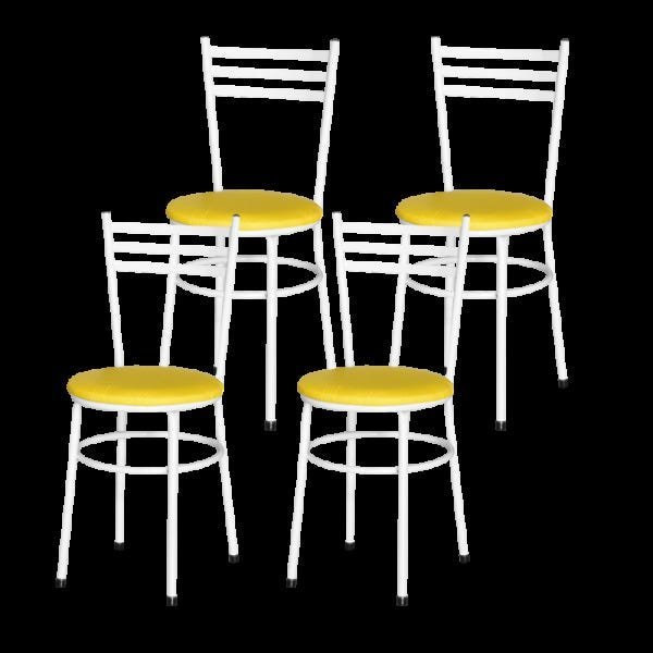 Kit 4 Cadeiras Epoxi Branca para Cozinha: Amarelo