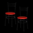 Ver imagem 1 de Kit 2 Cadeiras Epoxi Preta para Cozinha: Vermelho
