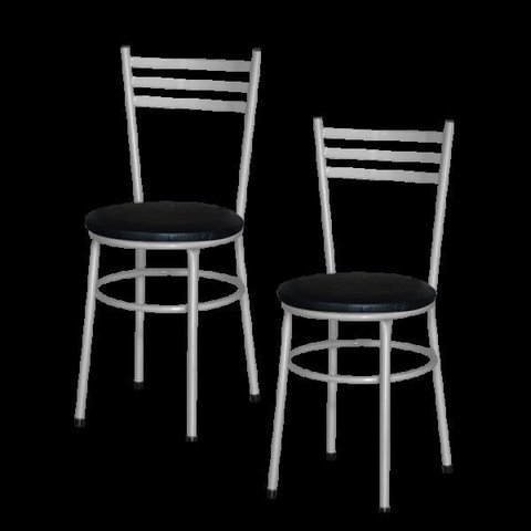 Kit 2 Cadeiras Epoxi Prata para Cozinha: Preto