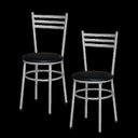 Ver imagem 1 de Kit 2 Cadeiras Epoxi Prata para Cozinha: Preto