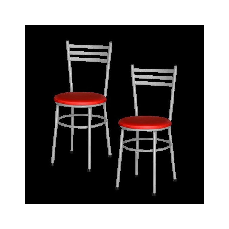 Kit 2 Cadeiras Epoxi Prata para Cozinha: Vermelho