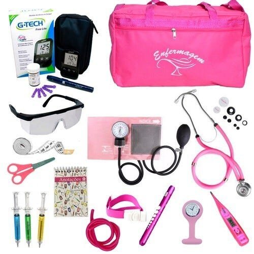 Kit Enfermagem Cores Bolsa Top Premium + Medidor de Glicose - Pink-Bolsa Tipo 2 - 1