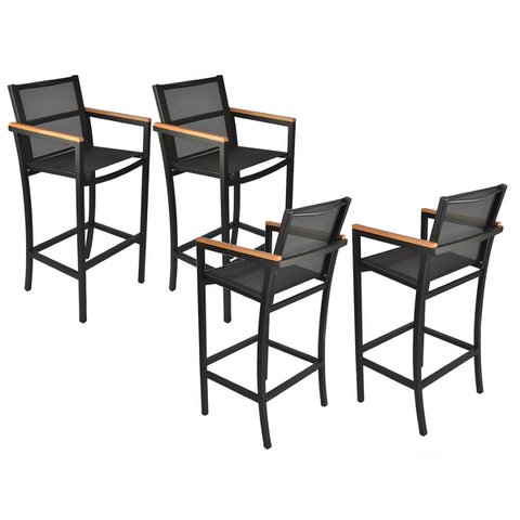 Kit 4 Banquetas Alta Amélia Nossakasa Encosto Tela Alumínio para Cozinha Balcão Ilha Gourmet
