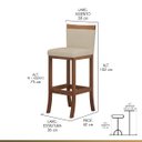 Ver imagem 2 de Kit 3 Banquetas Alta Encosto Estofado 38x102 Cm Paris Madeira Maciça Castanho Suede Bege CCS