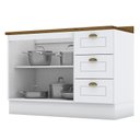 Ver imagem 2 de Balcão Pia 2 Portas e 3 Gavetas 120cm Americana Branco com Tampo Nature - Móveis Henn