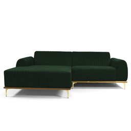 Sofá 3 Lugares Lisboa D07 com Chaise Esquerda 230cm Veludo Esmeralda - D'rossi Drossi - 1