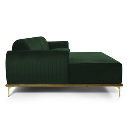 Sofá 3 Lugares Lisboa D07 com Chaise Esquerda 230cm Veludo Esmeralda - D'rossi Drossi - 6