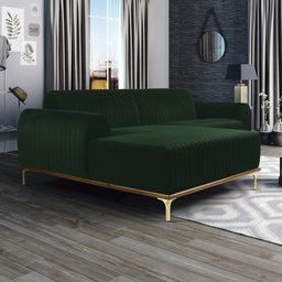 Sofá 3 Lugares Lisboa D07 com Chaise Esquerda 230cm Veludo Esmeralda - D'rossi Drossi - 2