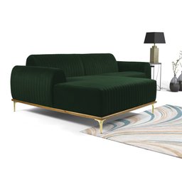 Sofá 3 Lugares Lisboa D07 com Chaise Esquerda 230cm Veludo Esmeralda - D'rossi Drossi - 3