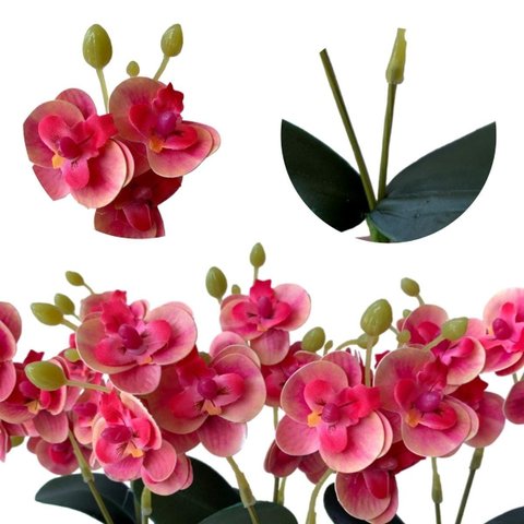 7 Hastes Florais Rosa Artificiais para Decoração de Mesa e Aparador