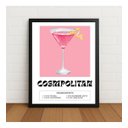 Ver imagem 1 de Quadro Drink Cosmopolitan Retrô Moderno 24x33cm com Vidro Preto
