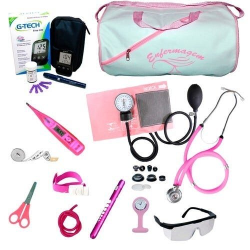 Kit De Enfermagem Com Glicosímetro G-tech Premium - Rosa
