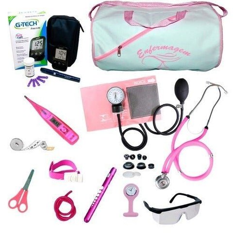 Kit de Enfermagem com Glicosímetro G-tech Premium - Rosa