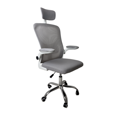 Cadeira de Escritório Diretor Oficial Vegas com Apoio - Cinza Branco + E-book