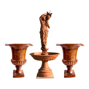 kit jardim de luxo conjunto chafariz ânfora vaso pronto artes DECORAÇÃO DE JARDIM