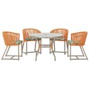 Ver imagem 1 de Mesa com 4 Cadeiras de Jantar Roma 100cm e Noronha em Aluminío Fendi Corda Nautica Estofado 5 Trama