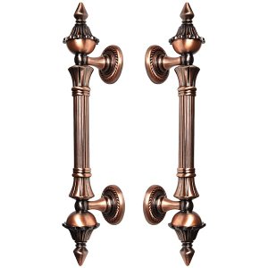 Puxador Duplo Classic 260mm Cobre Antigo Porta Pivotante Correr Passagem Madeira Vidro Rústico