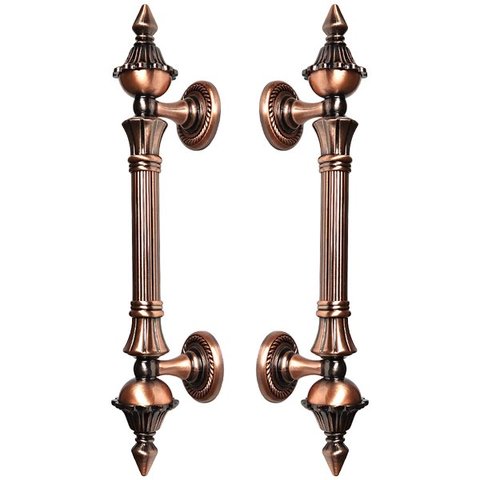 Puxador Duplo Classic 260mm Cobre Antigo Porta Pivotante Correr Passagem Madeira Vidro Rústico