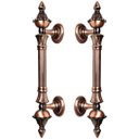Ver imagem 1 de Puxador Duplo Classic 260mm Cobre Antigo Porta Pivotante Correr Passagem Madeira Vidro Rústico