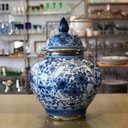 Ver imagem 4 de Pote em Cerâmica Decorativo Azul e Branco Floral