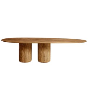 Mesa de Jantar Oásis Orgânica Cilíndrica Nogueira 244x137 Cm
