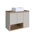 Ver imagem 2 de Gabinete de Banheiro Suspenso 80cm Cecília com 03 Portas e 01 Nicho Mel/arenas com Cuba Branca
