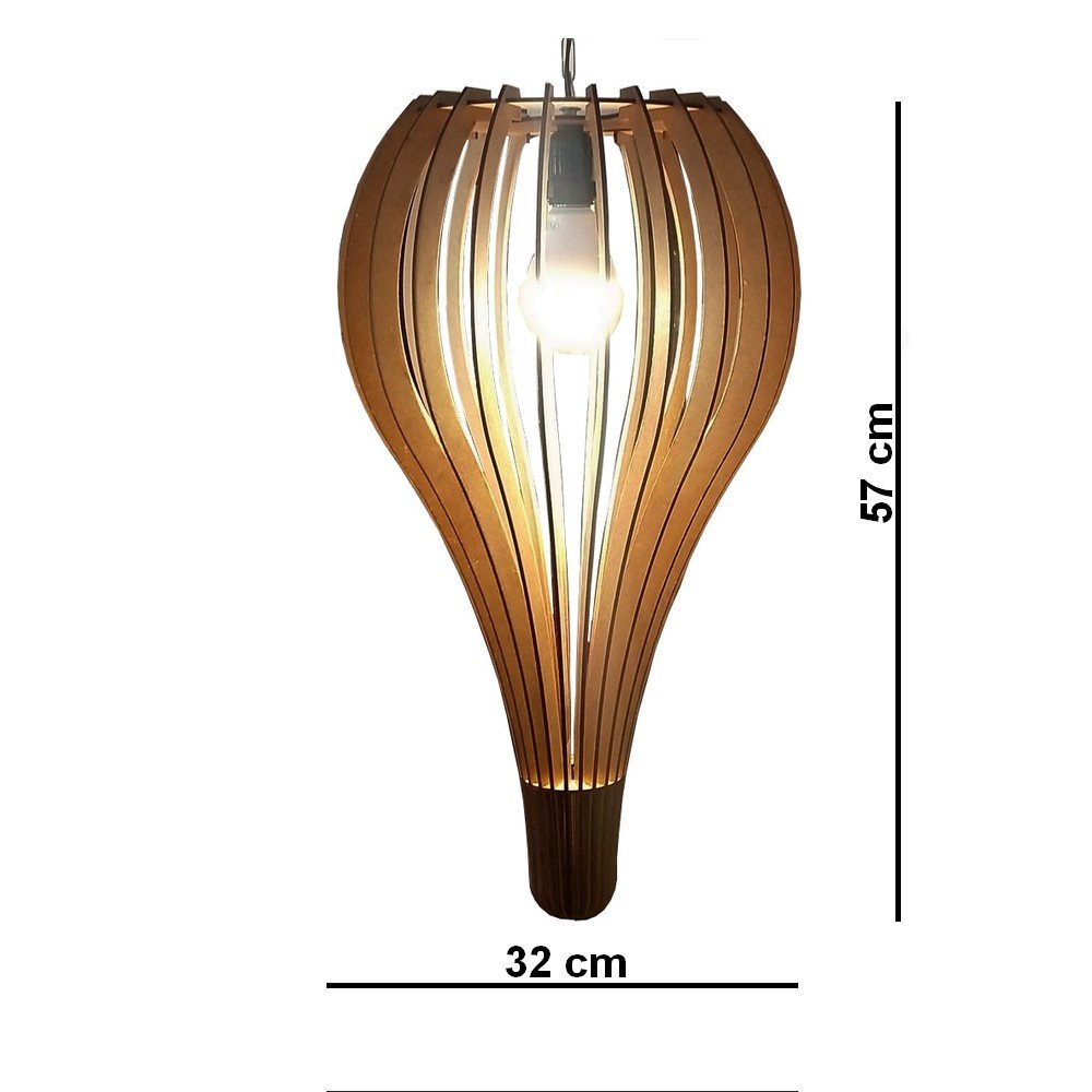 Lustre Luminária Pendente de Madeira MDF Mod. Capadócia - 3