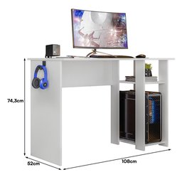 Mesa para Computador Gamer Slim Branco - Peternella Móveis - 5