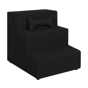 Escadinha Pet 3 Degraus Escada para Animais de Estimação Confortável:preto