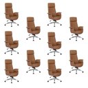 Ver imagem 1 de Kit com 10 Cadeiras Office Diretor com Revestimento Couro e Base em Aço Cromado Valencia