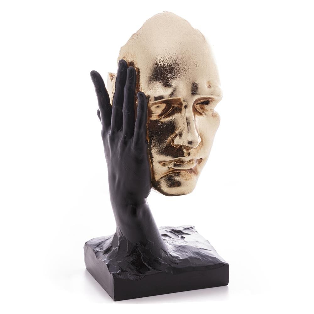 Escultura Moderna de Resina Face 29x13cm - Rojemac