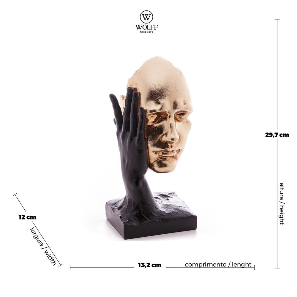 Escultura Moderna de Resina Face 29x13cm - Rojemac - 2