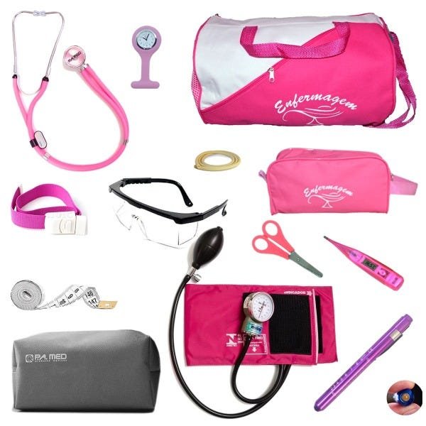 kit de enfermagem completo com medidor de pressão P.a.med - Pink
