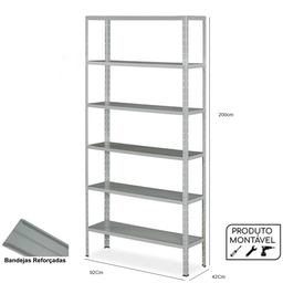 Estante de Aço 6 Prateleiras Reforçada 200x92x42 Cinza 10103 - 5