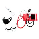 Ver imagem 1 de Kit de Enfermagem Emergêncial P.a.med com Termômetro, Óculos e Máscara - Vermelha