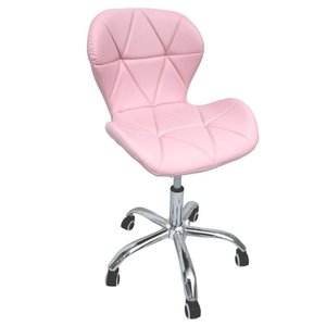 Cadeira Escritório Slim Vegas Base Giratória Estofada Rosa Quartzo