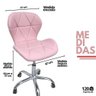 Cadeira Escritório Slim Vegas Base Giratória Estofada Rosa Quartzo - 6