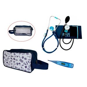 Kit de Enfermagem PAMED + Necessaire Silk / Transpw + termometro - Azul Marinho
