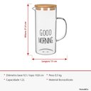 Ver imagem 6 de Jarra de Borossilicato 1,2L Transparente 21x9x9cm Água Suco Chá Bebidas Mesa