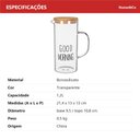 Ver imagem 5 de Jarra de Borossilicato 1,2L Transparente 21x9x9cm Água Suco Chá Bebidas Mesa