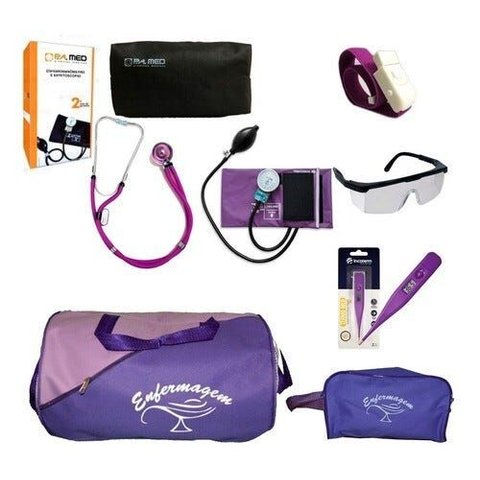 Kit para Enfermagem com Aparelho de Pressão Diversas Cores - Roxa - Símbolo da Enfermagem