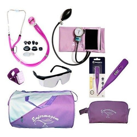 Kit para Enfermagem com Aparelho de Pressão Diversas Cores - Lilás - Símbolo da Enfermagem