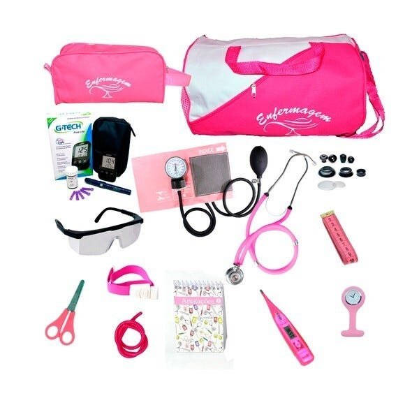 Kit Enfermagem Completo Com Kit Medidor De Glicose G-tech - Pink